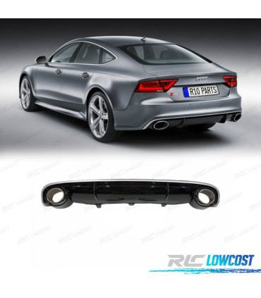 DIFFUSORE AUDI A7 12-15 LOOK RS7 + TERMINALI DI SCARICO NERO LUCIDO
