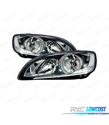 FARI VOLVO S60 V60 13- LUCE DIURNA A LED FONDO NERO FISSO SEMPLICE CON FLANGIA