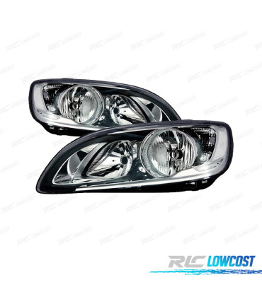 FARI PER VOLVO S60 V60 13- LUCE DIURNA LED FONDO NERO FISSO DOPPIO SENZA FLANGIA