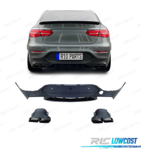 DIFFUSORE PER MERCEDES CLASSE GLC C253 COUPE 16-19 LOOK GLC63 CODELLI DI SCARICO NERI