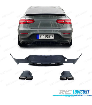 DIFFUSORE PER MERCEDES CLASSE GLC C253 COUPE 16-19 LOOK GLC63 CODELLI DI SCARICO NERI