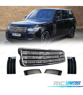 KIT GRIGLIA + GRIGLIE RANGE ROVER VOGUE 13-17 LOOK SVA AUTOBIOGRAPHY NERO LUCIDO CROMATO