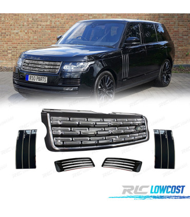 KIT GRIGLIA + GRIGLIE RANGE ROVER VOGUE 13-17 LOOK SVA AUTOBIOGRAPHY NERO LUCIDO CROMATO