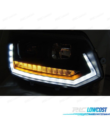 FARI PER VOLKSWAGEN VW T5 GP 09-14 DRL NERI CON FRECCIA LED DINAMICA