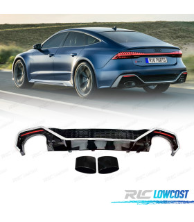 DIFFUSORE PER AUDI A7 19-23 LOOK RS7 NERO LUCIDO CROMATO