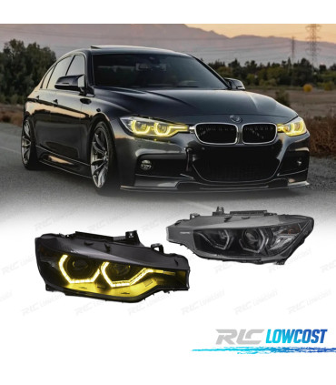 FARI BMW F30 F31 11-15 ANGEL EYES LUCE DIURNA LED GIALLA