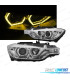 FARI BMW F30 F31 11-15 ANGEL EYES LUCE DIURNA LED GIALLA FONDO CROMATO