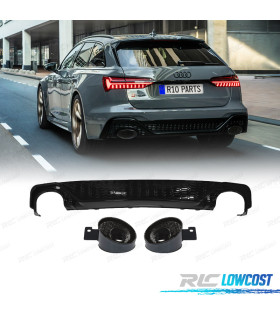 DIFFUSORE PER AUDI A6 19-24 LOOK RS6 NERO LUCIDO