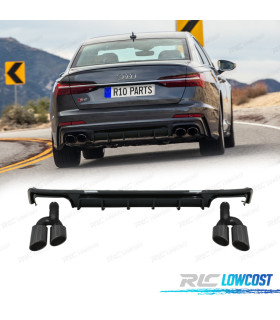 DIFFUSORE PER AUDI A6 A6 AVANT 19-24 LOOK S6 NERO LUCIDO