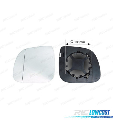 VETRO SPECCHIO BASE SINISTRA VOLKSWAGEN VW TRANSPORTER T6 16-20 SUPPORTO 108MM