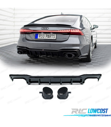 DIFFUSORE PER AUDI A7 19-23 LOOK RS7 NERO LUCIDO
