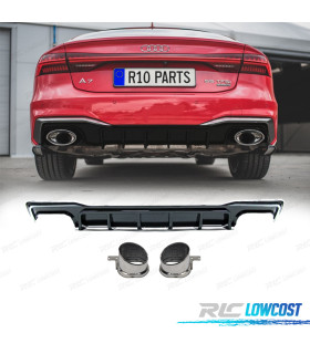 DIFFUSORE AUDI A7 19-23 LOOK RS7 NERO LUCIDO CROMATO