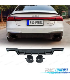 DIFFUSORE PER AUDI A7 19-23 LOOK RS7 NERO LUCIDO CROMATO