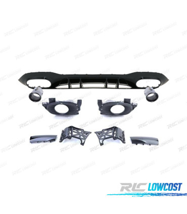 DIFFUSORE MERCEDES CLASSE A V177 SEDAN 18- A35 AMG NERO LUCIDO + TERMINALI DI SCARICO