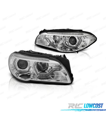 FARI BMW F10 F11 13-16 BI-XENON ANGEL EYES LED 3D DRL DINAMICI CROMATI