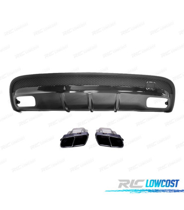 DIFFUSORE MERCEDES X156 AMG 13-19 LOOK GLA45 NERO + TERMINALI DI SCARICO NERI