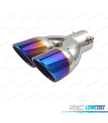 TERMINALI DI SCARICO UNIVERSALE ACERO INOX TITANIO 2 DOBLES 89MM