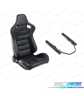 SEDILE SPORTIVO SEMI-BAUCKET STILE RS IN PELLE NERA CON GUIDE REGOLABILI