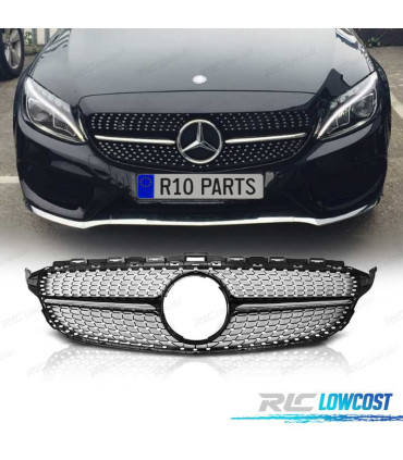 GRIGLIA MERCEDES W205 14-18 LOOK AMG NERO CROMO DIAMANTE