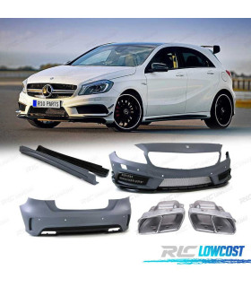 KIT CARROZZERIA MERCEDES W176 AMG A45 PARAURTI + MINIGONNE + TERMINALI DI SCARICO