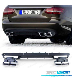 DIFFUSORE MERCEDES CLASSE C S205 14-18 AMG NERO OPACO + TERMINALI DI SCARICO