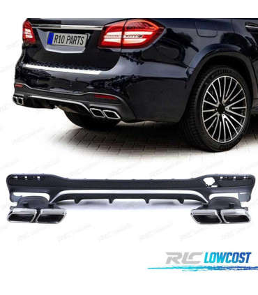 DIFFUSORE MERCEDES GLS X166 15-19 AMG NERO OPACO + TERMINALI DI SCARICO