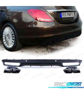 DIFFUSORE MERCEDES CLASSE C W205 SEDAN 14-18 LOOK AMG NERO OPACO + TERMINALI DI SCARICO