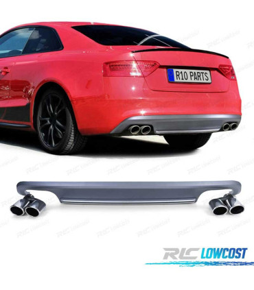 DIFFUSORE AUDI A5 COUPE CABRIO 11-17 LOOK S5 + TERMINALI DI SCARICO