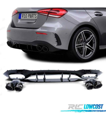 DIFFUSORE MERCEDES CLASSE A W177 18- A45 AMG NERO LUCIDO TERMINALI SCARICO