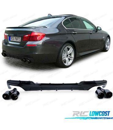 DIFFUSORE BMW F10 F11 10-17 LOOK M PERFORMANCE NERO LUCIDO + TERMINALI DI SCARICO NERO