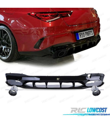 DIFFUSORE MERCEDES CLA C118 19- AMG NERO LUCIDO + TERMINALI DI SCARICO