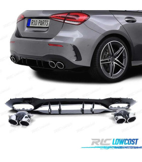 DIFFUSORE MERCEDES CLASSE A W177 18- A45 AMG NERO LUCIDO + TERMINALI DI SCARICO
