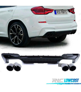 DIFFUSORE BMW X3 G01 LOOK M PERFORMANCE NERO LUCIDO + TERMINALI DI SCARICO