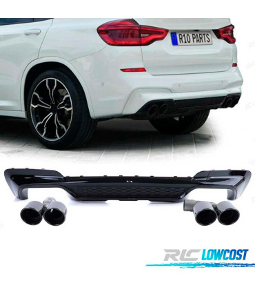 DIFFUSORE BMW X3 G01 LOOK M PERFORMANCE NERO LUCIDO + TERMINALI DI SCARICO
