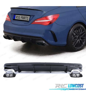 DIFFUSORE MERCEDES CLA C117 16-19 AMG NERO LUCIDO + TERMINALI DI SCARICO