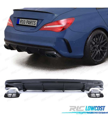 DIFFUSORE MERCEDES CLA C117 16-19 AMG NERO LUCIDO + TERMINALI DI SCARICO