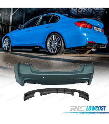 PARAURTI POSTERIORE BMW F30 11-18 LOOK M PERFORMANCE DOPPIA USCITA PDC