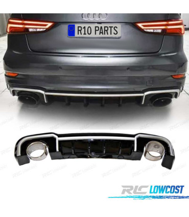 DIFFUSORE AUDI A3 SEDAN SLINE 17-20 LOOK RS3 + TERMINALI DI SCARICO