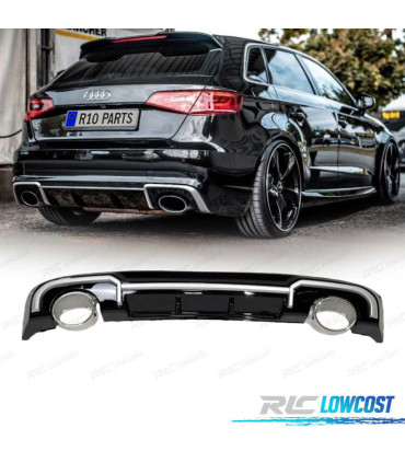 DIFFUSORE AUDI A3 SPORTBACK 16- LOOK RS3 + TERMINALI DI SCARICO