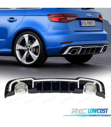 DIFFUSORE AUDI A3 8V SPORTBACK SLINE 16-20 LOOK RS3 + TERMINALI DI SCARICO