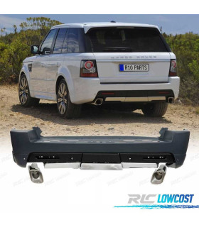PARAURTI POSTERIORE PER RANGE ROVER SPORT 09-13 LOOK AUTOBIOGRAPHY PDC COLLETTORE DI SCARICO