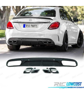 DIFFUSORE PER MERCEDES C W205 LOOK AMG C63 14-18 TERMINALI DI SCARICO