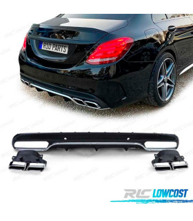 DIFFUSORE MERCEDES CLASSE C W205 AMG LOOK C63 SEDAN 14-17 + TERMINALI DI SCARICO
