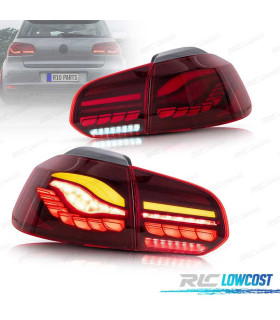 FANALI FULL LED VOLKSWAGEN VW GOLF 6 LIGHT BAR OLED DINAMICI ROSSO SCURO