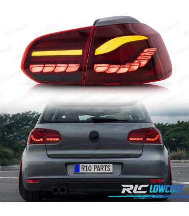 FANALI FULL LED VOLKSWAGEN VW GOLF 6 LIGHT BAR OLED DINAMICI ROSSO SCURO