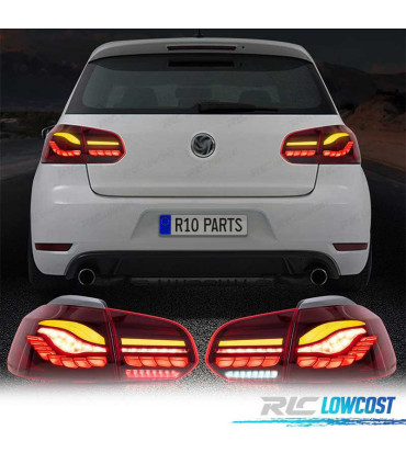 FANALI FULL LED VOLKSWAGEN VW GOLF 6 LIGHT BAR OLED DINAMICI ROSSO SCURO