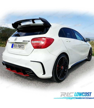 DIFFUSORE PER MERCEDES CLASSE A W176 AMG 12-18 LOOK A45 AMG NERO LUCIDO ROSSO