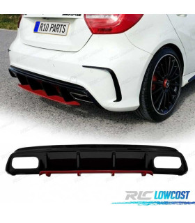 DIFFUSORE PER MERCEDES CLASSE A W176 AMG 12-18 LOOK A45 AMG NERO LUCIDO ROSSO