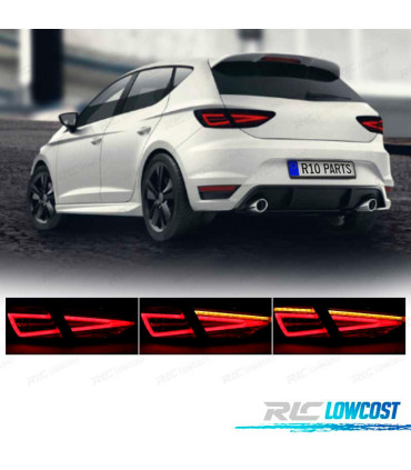 FANALI SEAT LEON 3 5F 12-20 DINAMICI LED NERI OEM ALOGENI