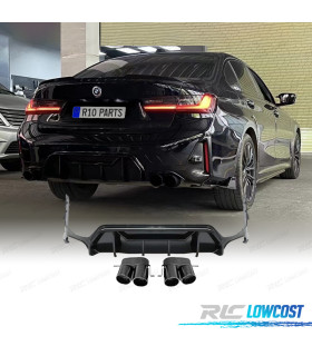 DIFFUSORE BMW G20 G21 LCI 23-25 LOOK M PERFORMANCE NERO LUCIDO + TERMINALI DI SCARICO